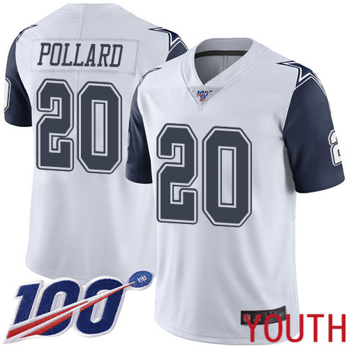 Youth Dallas Cowboys Limited White Tony Pollard 20 100th Season Rush Vapor Untouchable NFL Jersey